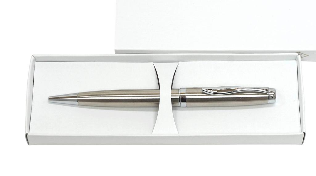 Takizawa Elegant Silver Rotating Ballpoint Gift Black Stainless Steel Rotating Retro Style Ballpoint Includes Metal Pen, 2-Pack, Boxed, 1.0mm Lead,