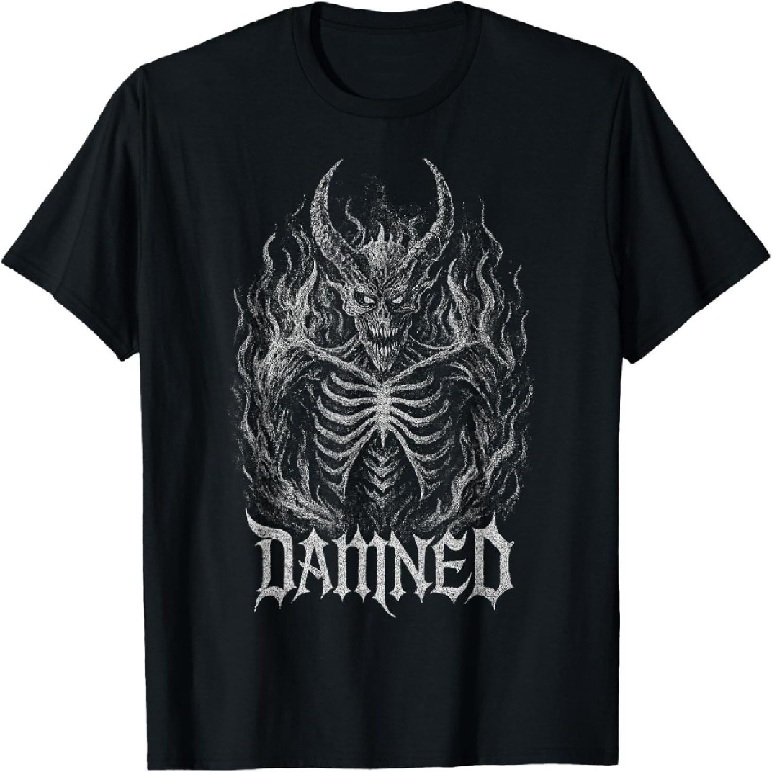 

Satanic Demon Skeleton Hell Flames 666 Baphomet Alt Dark Art T-Shirt XXXXXL різнокольоровий