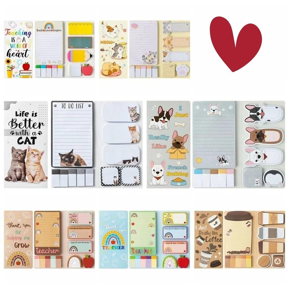 Colorful Pocket Notepad Dog Cat Self-Adhesive Notes Sticky Notes Set  School Supplies
