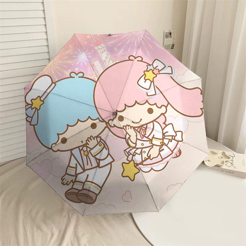 

1PC Little Twin Stars Umbrella-8-Rib Reinforced, Automatic Open, Lightweight & Durable, Cute Fashion Accessory for Outdoor-P2620