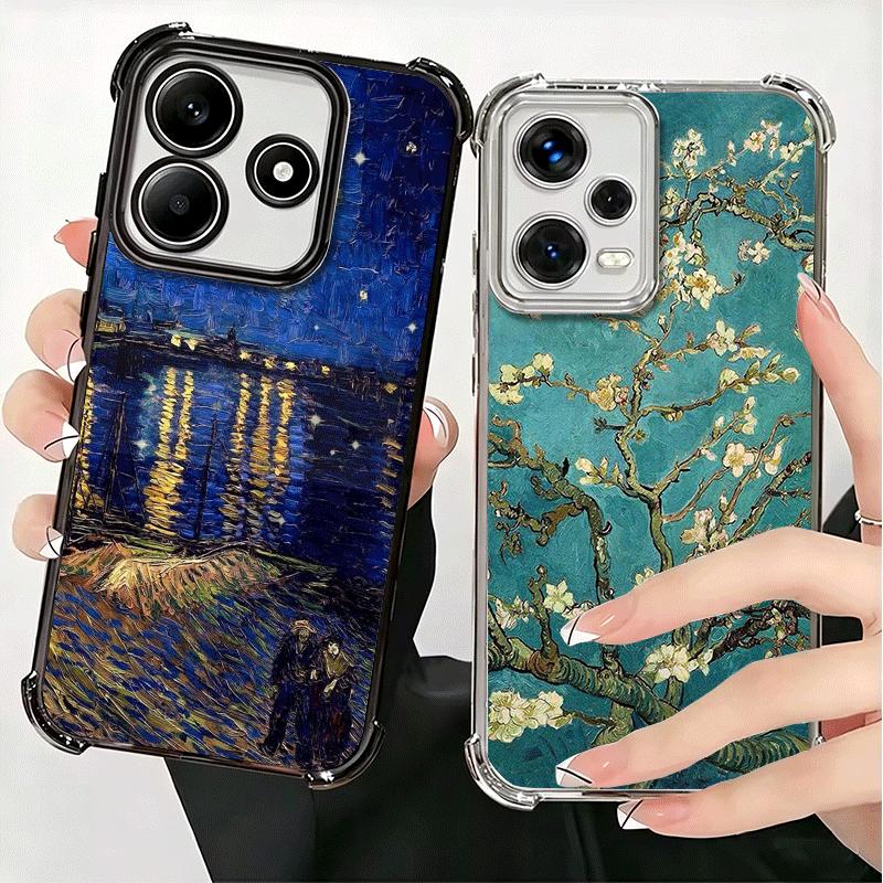 Van Gogh Oil Painting Aesthetics Soft Phone Case For Xiaomi Redmi Note 14 15 Pro Plus 13 12 11S 11T 5G 10 9S 9 Plating Anti-Fall