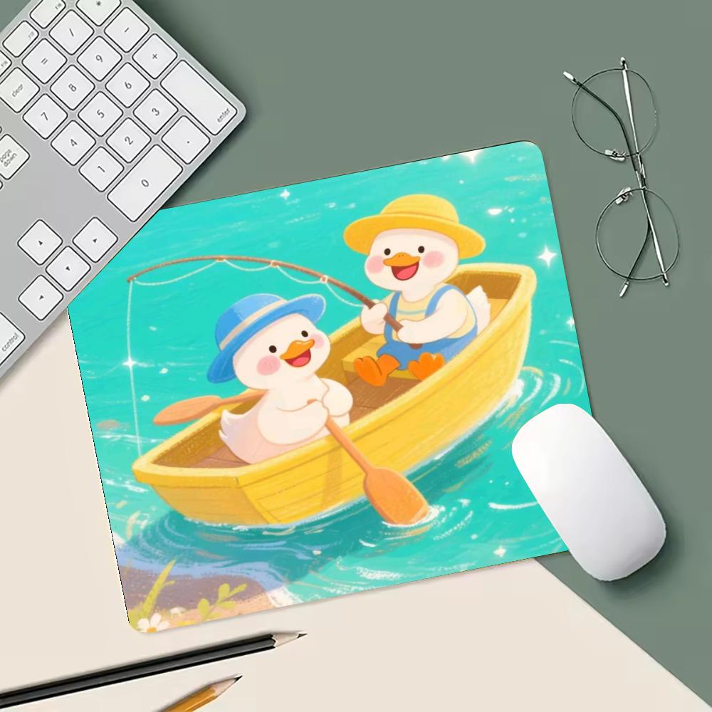 Cute White Duck Mouse Pad Non-Slip Rubber Mouse Mat Precision Lock Edge Small Desk Mat Playful Square Gaming Office Accessory