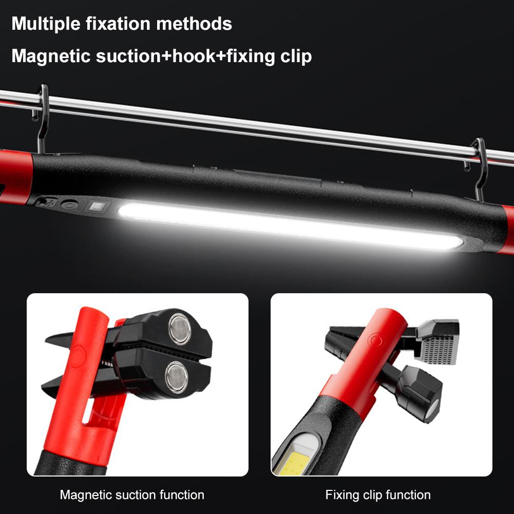 Multi Functional Adjustable Emergency Maintenance Work Light Magnetic Flashlight Outdoor Charging COB With Hook Camping Light