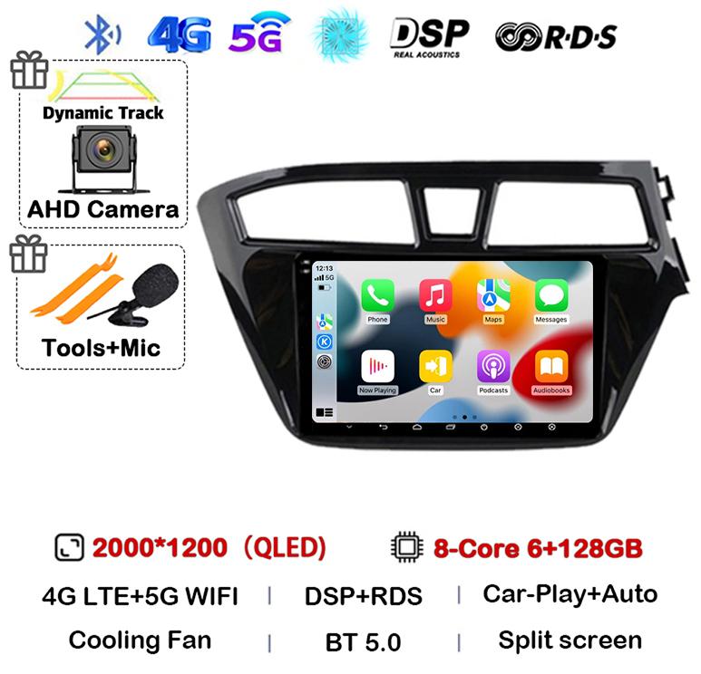 Android 14 Carplay Auto WIFI+4G For Hyundai I20 RHD 2015 2016 2017 2018 Car Radio Multimedia Player Stereo Head Unit 2din Audio