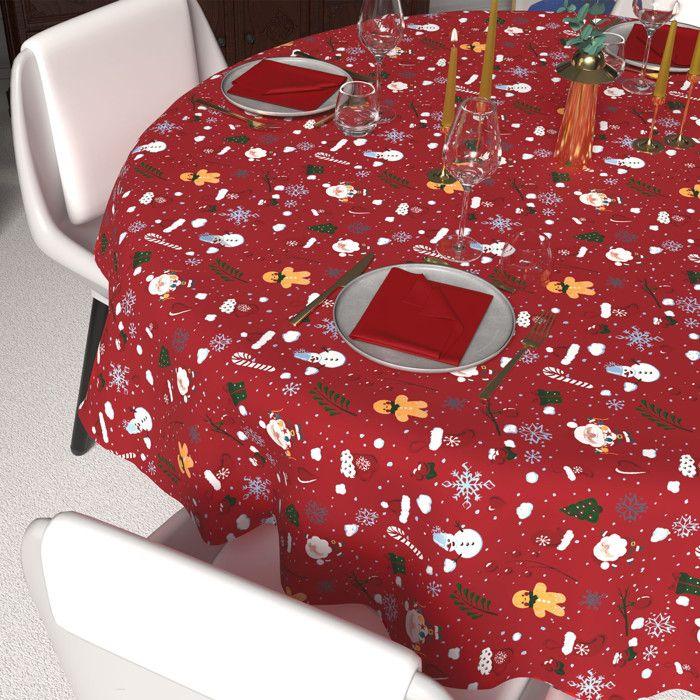 Nappe festive imprimée anti-tâches ronde diamètre 180 cm CANDY, par Soleil d'Ocre