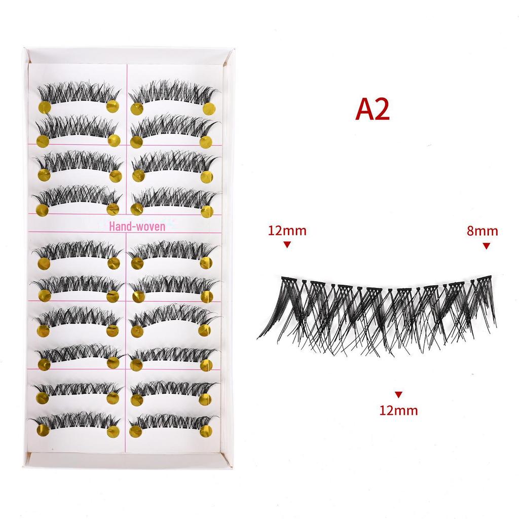 217 handgefertigte falsche Wimpern – 10 Paar im natürlichen Stil, gekreuzter Baumwollstiel für Bühnen-Make-up