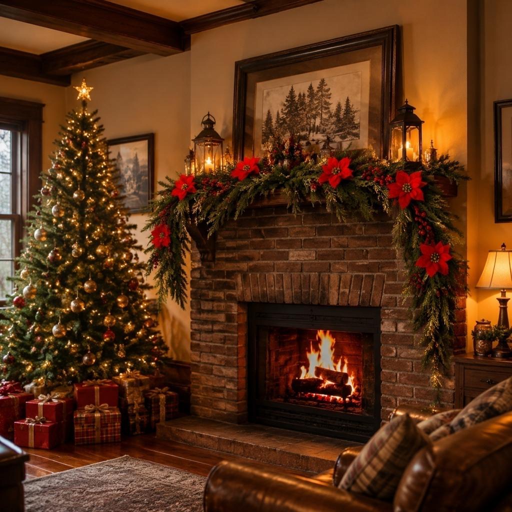 Artificial Christmas Wreath with Red Berries, Pinecones, , 180cm or 270cm, Indoor Outdoor Festive Decoration