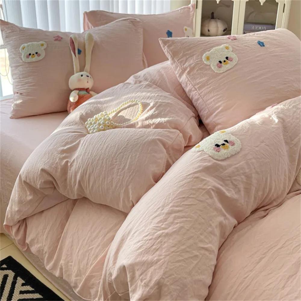 INS Style Bedding Sets Quilt Cover Sets Romantic Bedclothes Decor Woman Girls Bedroom Duvet Cover Sets 4pcs