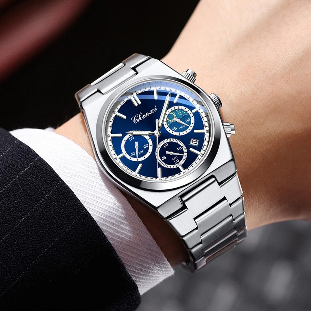 Luxury Watches for Man Quartz Business Men Watch Waterproof Luminous Stainless Steel Chronograph Men Clock