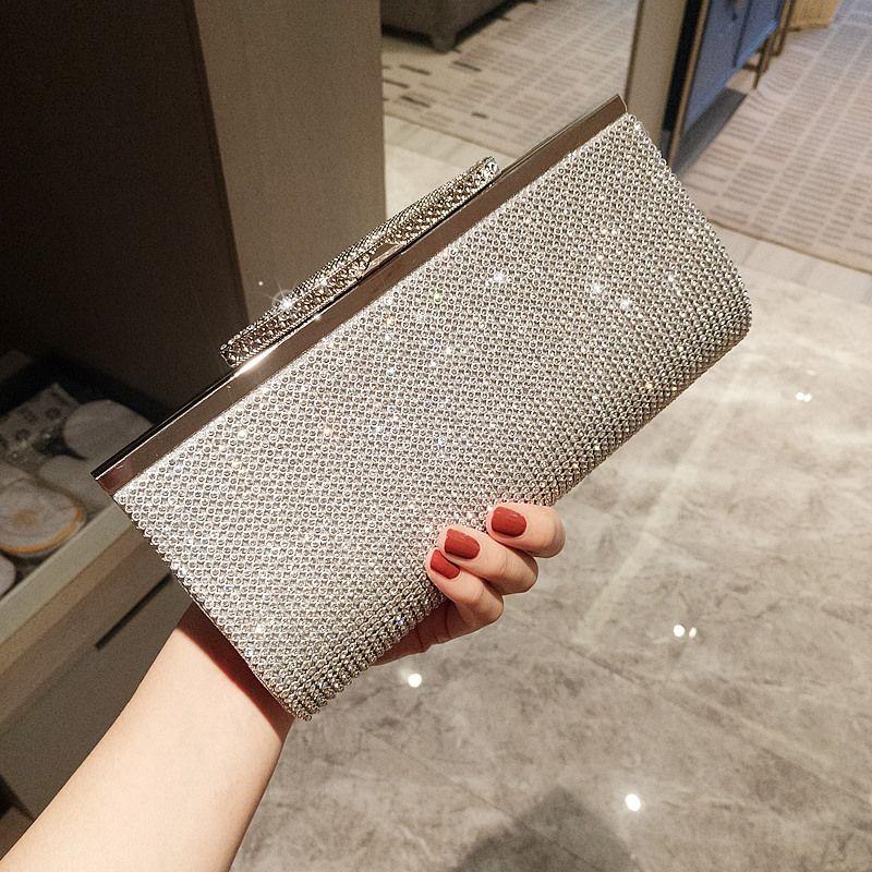 

Вечерняя сумка-клатч с полными бриллиантами, для вечеринки, с ручкой New 150 Silver