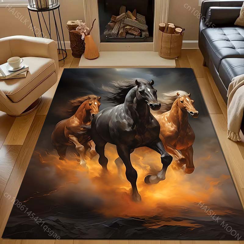 17 Styles Running Horse Print Carpet for Living Room Bedroom Sofa Doormat Home Decor  Area Rug Non-slip Floor Mat for Gifts