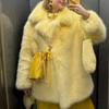 VAYLA Fashion Fluffy Furry Faux Fur Jacket Women Winter Shaggy Overcoats Thick Warm Medium Length Fox Fur Coat Plush Outerwear Femme