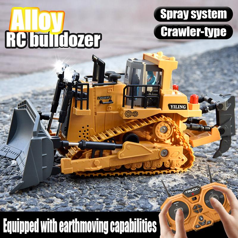 Non-Toxic Remote Control Bulldozer Vehicle Toy Remote Control Bulldozer With Metal Dozer Model Toys For Children Kids Christmas Birthday Gifts