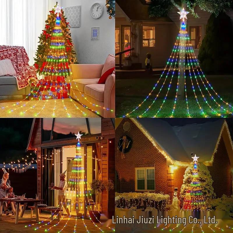 LED Star Waterfall Lights Outdoor Christmas Courtyard Decoration