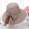 With Bowknot Women's Sun Hat Wide Brimmed Sunscreen Visor Cap Portable Fishman Hat  Vacation