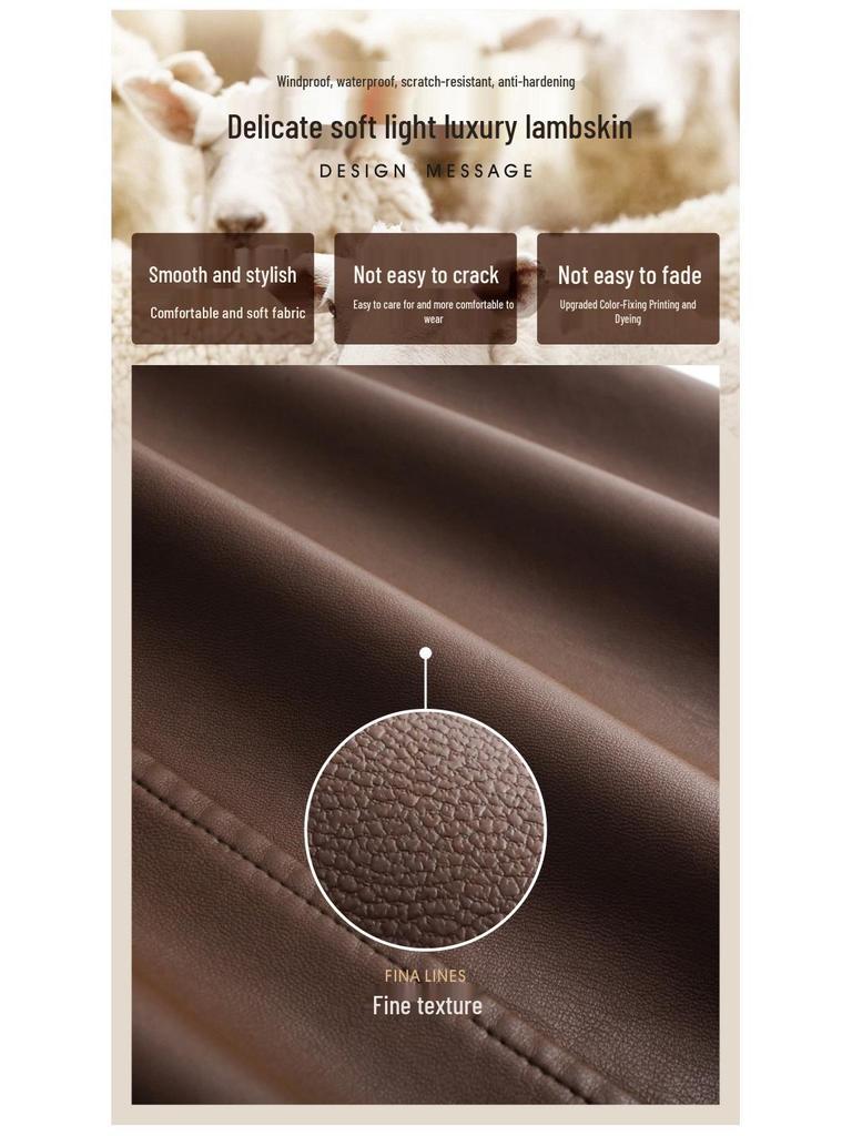 Women's High Waist Lambskin A-Line Midi Skirt - Autumn/Winter 2025 Trendy Leather Umbrella Skirt