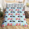 Police Car Duvet Cover Set King Queen Size Polyester Quilt Cover Cartoon Car Pattern For Kids Teens Bedding Set With Pillowcase