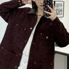 2024 Women's Retro Suede Velvet Lapel Jacket - Wine Red