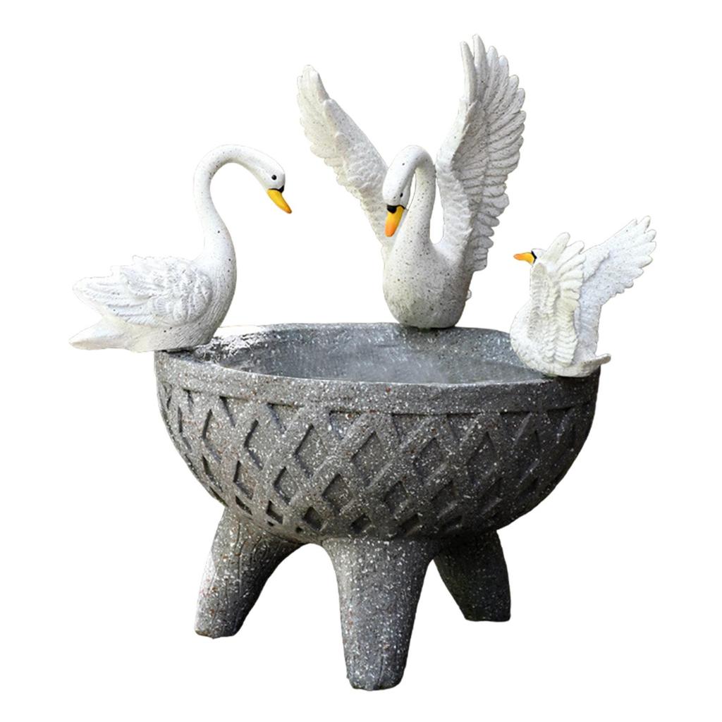 White Swan Planter Resin Ornament Plants Pot Garden Decoration Creative Flowerpot for Living Room Home Patio Outdoor Indoor Yard