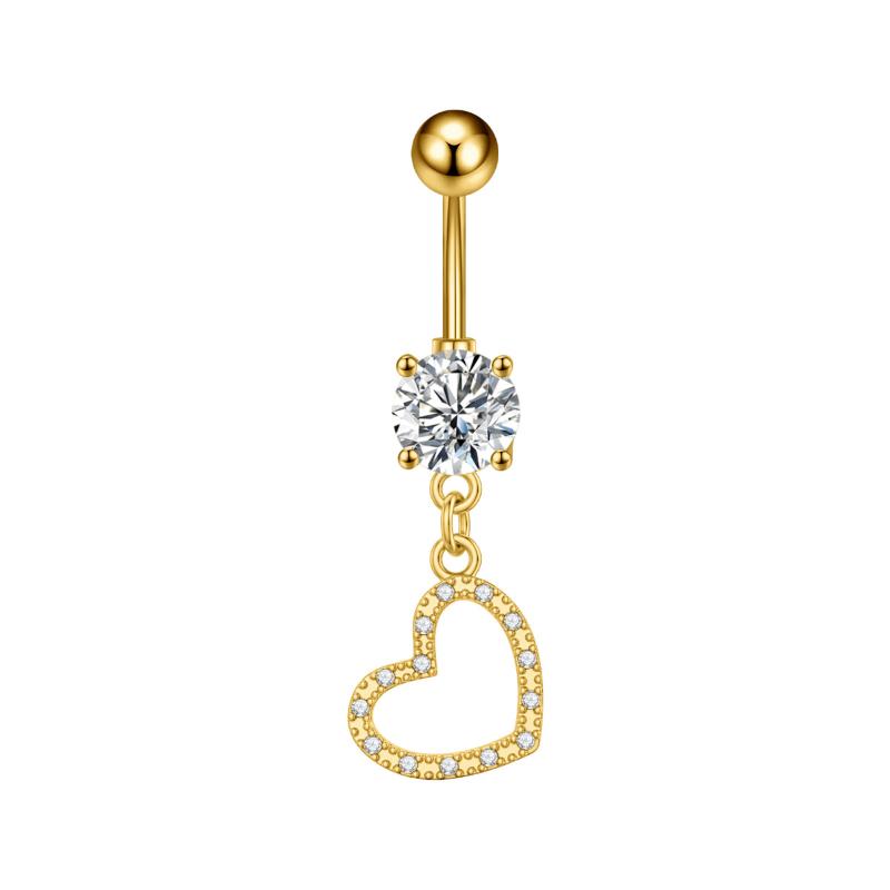 Fashion Simple Zircon Heart Belly Button Rings Stainless Steel Navel Piercing Barbell For Women Sexy Body Jewelry Beach Jewelry
