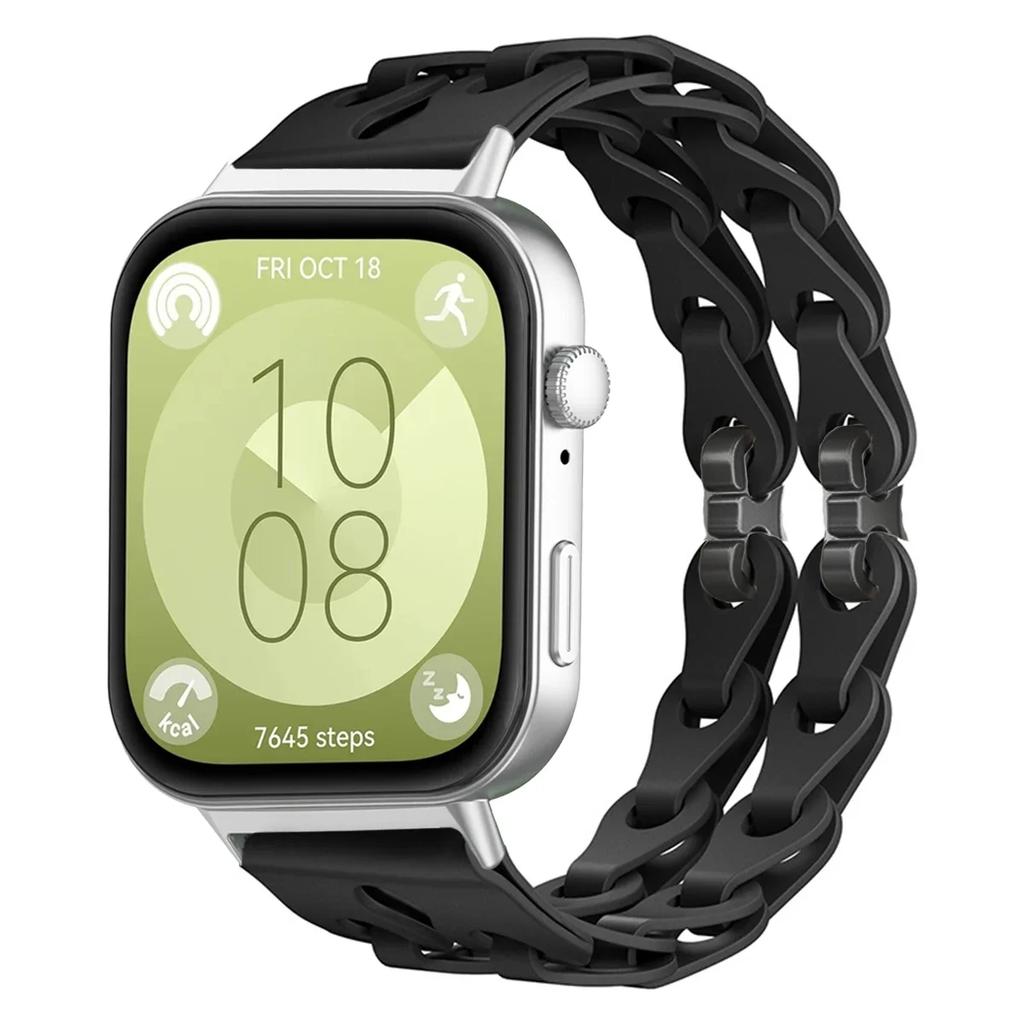 Silicone Chain Strap For Huawei Watch Fit 4 3 2 1 Wristband Bracelet Adjustable Band 18mm 20mm Replacement Strap