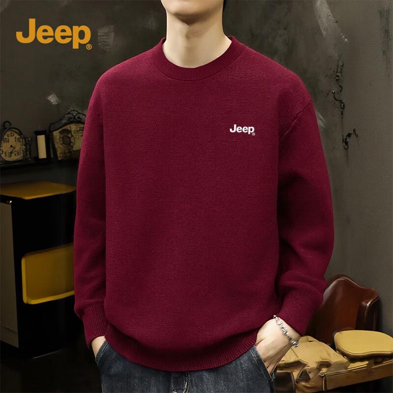 

JEEP Men s Retro Fleece Lined Round Neck Knit Sweater M