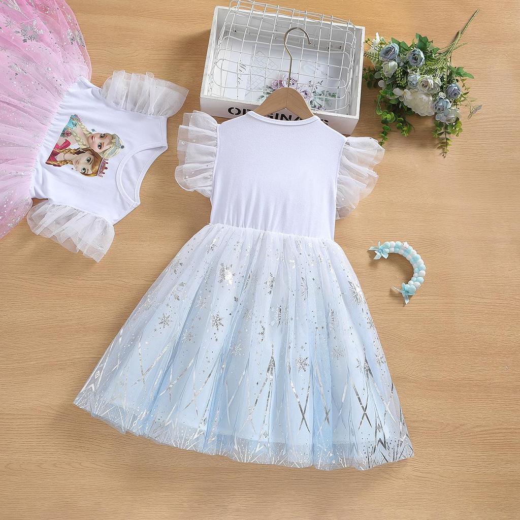Girls' Summer 2024 Elsa Princess Dress - New Fashion Frozen & Snow White Design