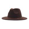 Europäischer, amerikanischer Herbst- und Winter-Kaffeefarbe Jazzhut Kinder Britischer Retro-Flachkrempen-Wollhut Filzhut Vielseitiger Mode-Hipster Zylinder