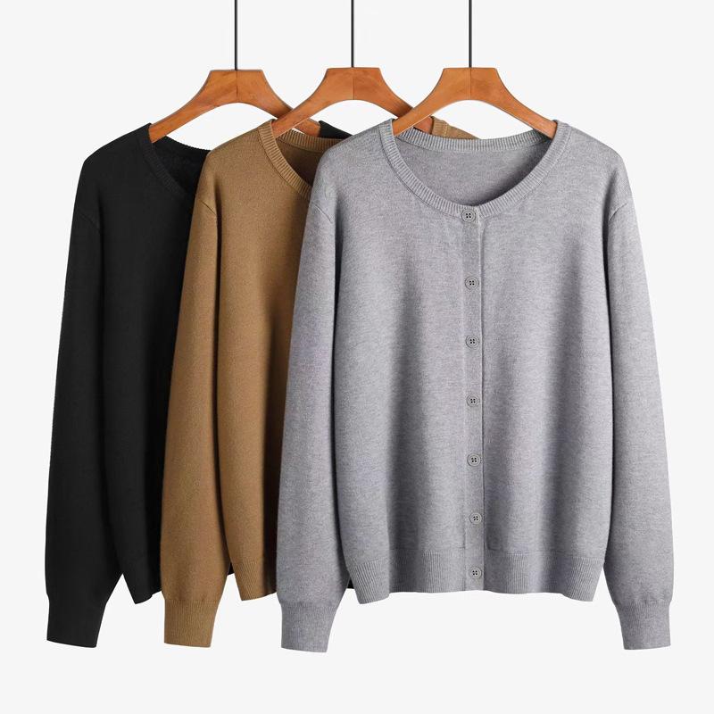 Women Cardigans Sweater O-neck Elasticity Coats Spring Autumn Knitted Cashmere Cardigans Solid Single Breasted Womens Sweaters