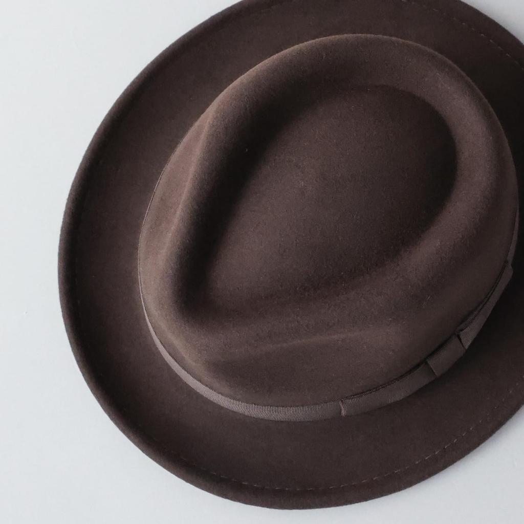 Reck Hatter Men's Australian Wool Felt Hat, Wide Brim, Brown, Size M, RH-104, Autumn/Winter