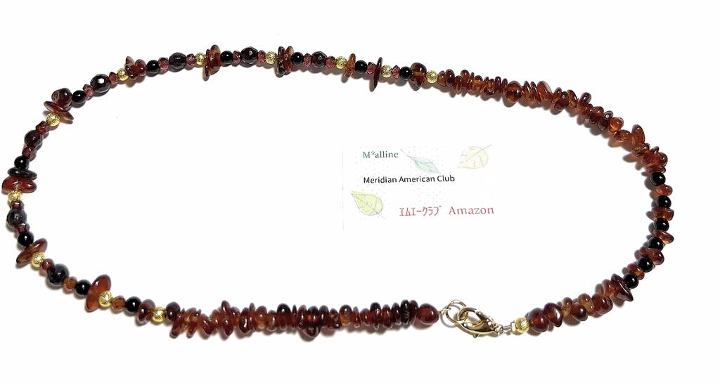 [Malline] Natural Stone Necklace Garnet Onyx Short Necklace [Amulet] Made In Japan Length Approx. 43cm