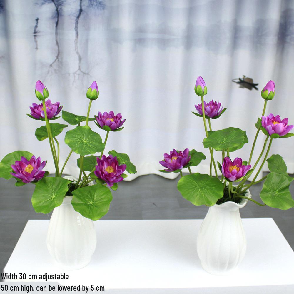 Artificial Lotus Flowers for Buddha Altar, Decorative Silk Bonsai, and Small Guanyin Ornaments