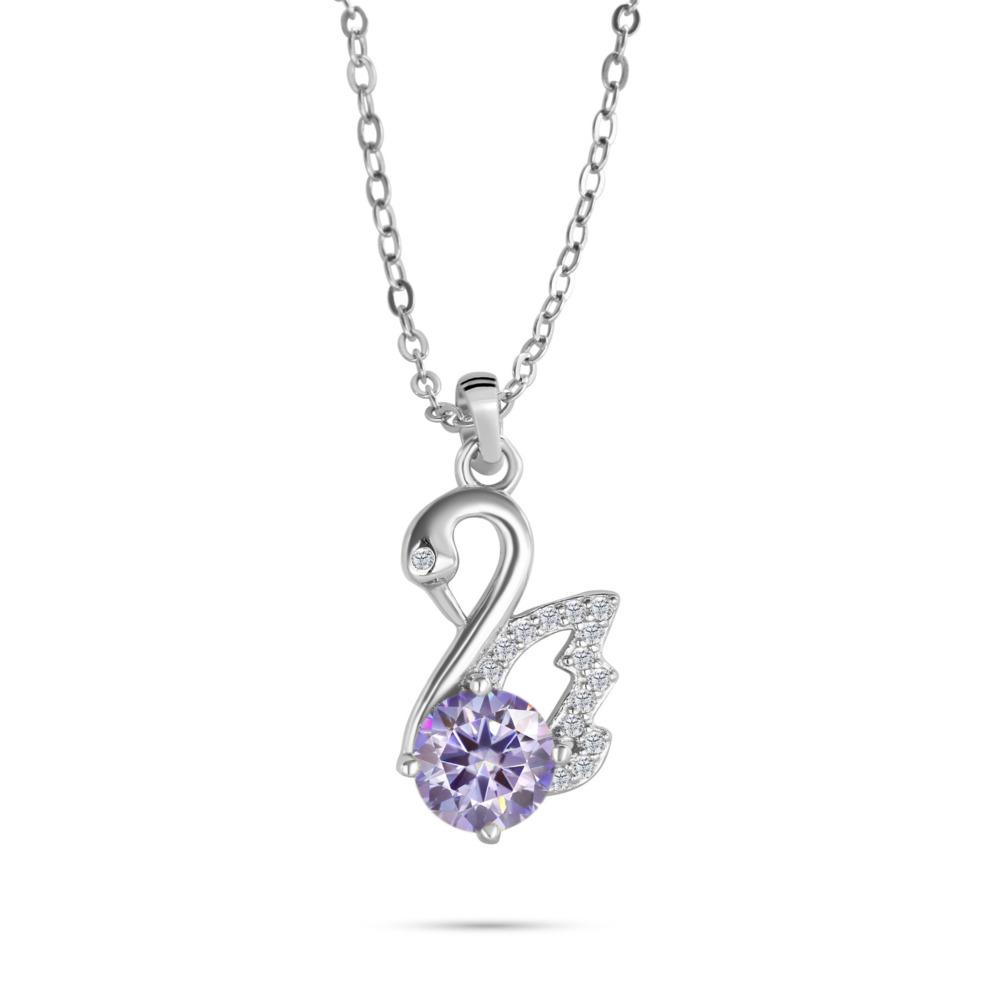 Collana con Ciondolo Cigno 6,5 mm per Donna Design Minimalista Elegante Catena Clavicola D VVS1 Gioiello Delicato