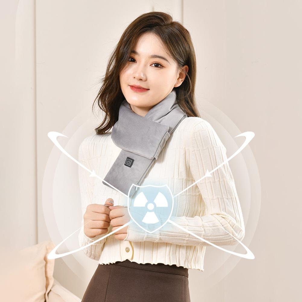 Electric Heated Scarf USB Charging Neck Heating Pad Cold-Proof Thermal Neck Wrap Warmer Washable for Outdoor Camping Hiking