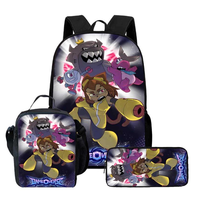 Kids School Backpack Set With Lunch Bag Pencil Case - Cartoon Print Lightweight Ergonomic Design Grades 1-2