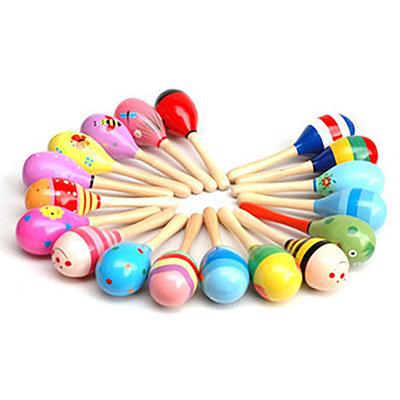 Small Maraca Cartoon Mini Wooden Percussion Maraca 0 To 3 Years Old Toddler Toy for Grasping