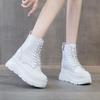 Fashion 2025 Women White Ankle Boots Increase Height Thick Sole Winter Outdoor Leisure Shoes For Girls Spring Autumn Motorcycle Booties