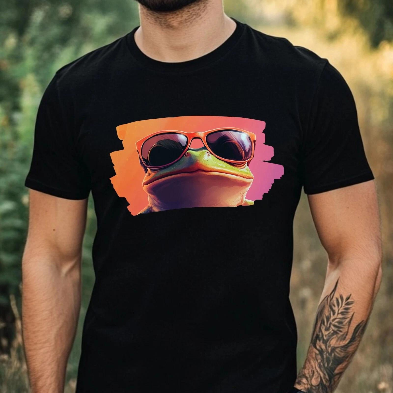 T-Shirt Herren Frosch mit Sonnenbrille Motiv Baumwolle Größe XS bis 5XL XXL