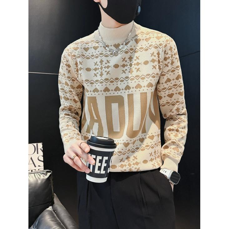 round Neck Sweater Men's Fashion Brand Handsome Autumn and Winter Undershirt New Men's Graceful Slim-Fit Tops