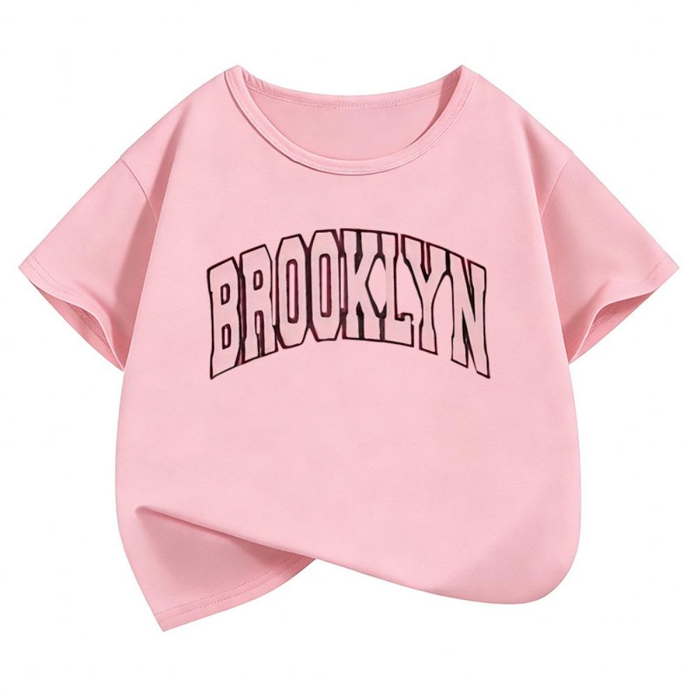 Brooklyn Letter Printed  Fashion T Shirts Short Sleeve Kids Children's T-shirt Boys Girls Summer Spring Casual Top Tee Shirt