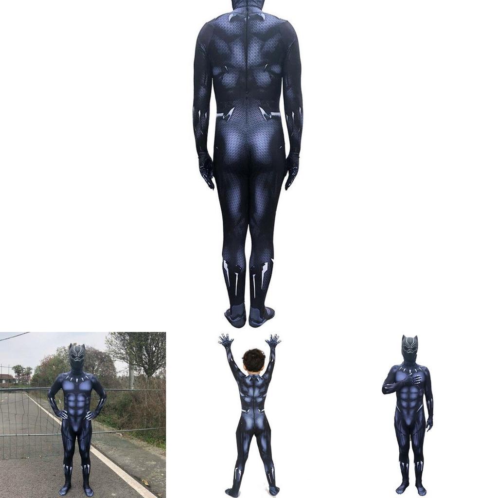 Premium Quality Black Panther Superhero Cosplay Jumpsuit For Adults And Kids