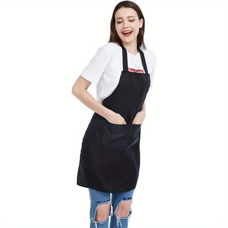 12 Pcs/pack Unisex Black Apron with 2 Front Pockets, Machine Washable, Used In the Kitchen To Make Barbecue