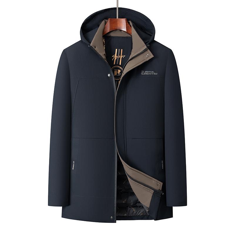 

Зимняя мужская куртка, повседневная шапка, съемная теплая парка, хлопковая подкладка, верхняя одежда, пальто, куртки с капюшоном, воротник, одежда, толстые парки 5XL XL темно-синий
