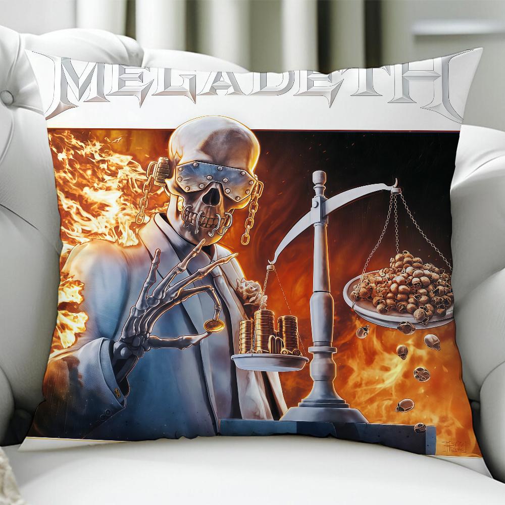 Rock Band M-Megadeth Cushion Cover Birthday Anniversary Gifts Double Sided Printed Zipper Cushion Cover Soft Skin Bedding