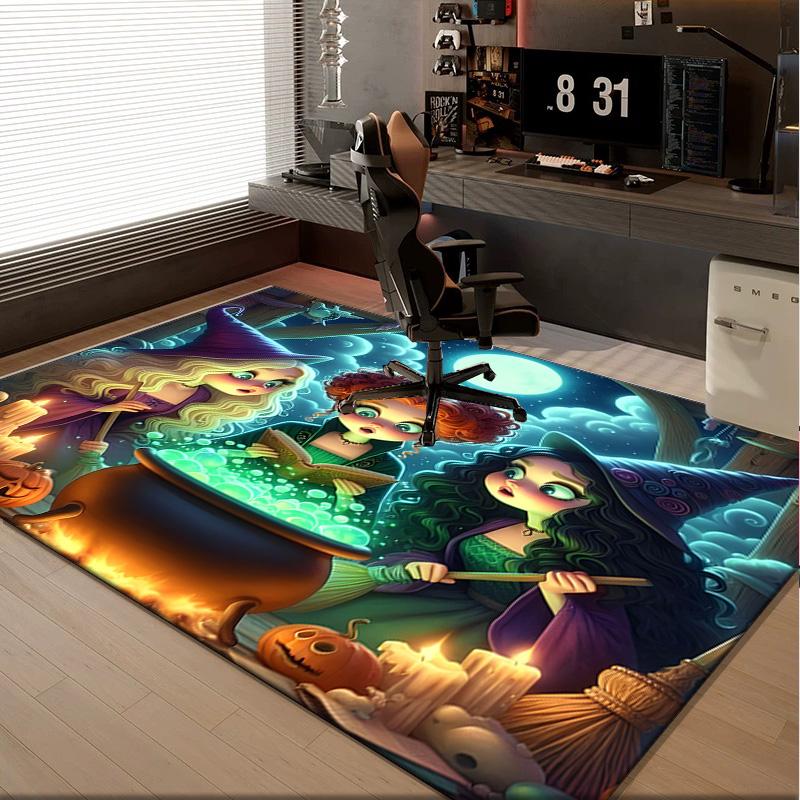 1PC Rug Witch Sisters In The Moonlight Carpet, Chair Rug,Area Rug for Office Bedroom Living Rooms Bedroom, Doormat Decor Christmas Fan Gifts