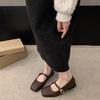 Silver square head single shoes women's 2025 new spring and autumn with skirt French evening breeze flat bottom light mouth Mary Jane small leather 