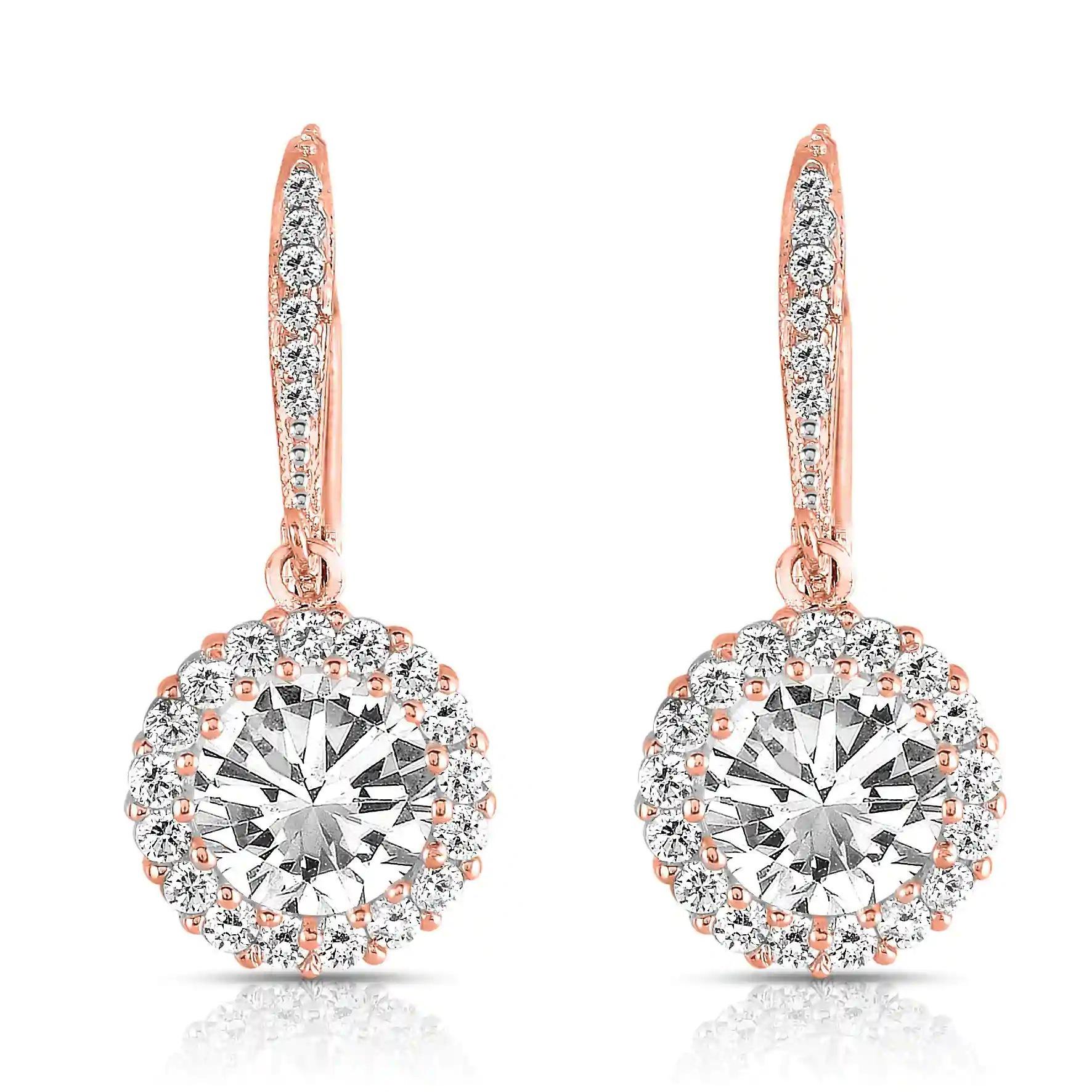 

Eight Hearts And Eight Arrows Round Full Diamond Zircon Earrings Platinum Plated Earrings Ear Jewelry