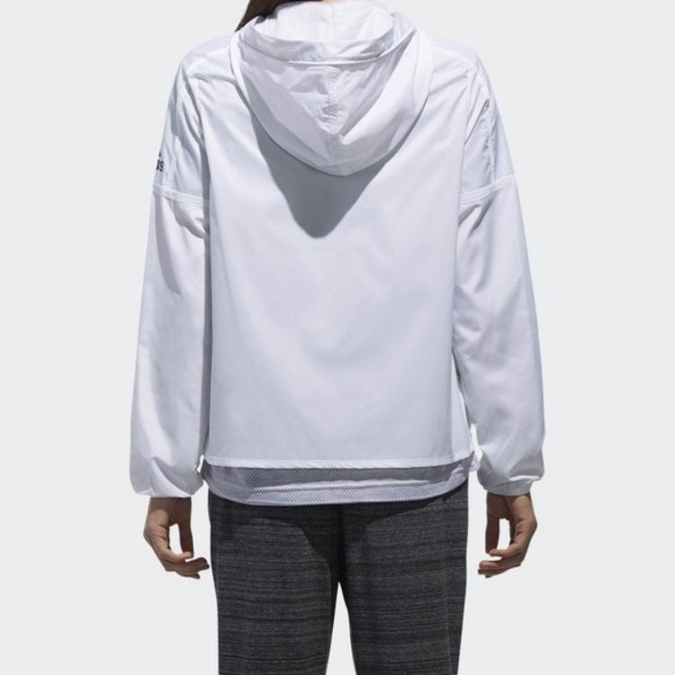 Adidas Hooded Windbreaker Sports Jacket Women Outerwear White CV5476