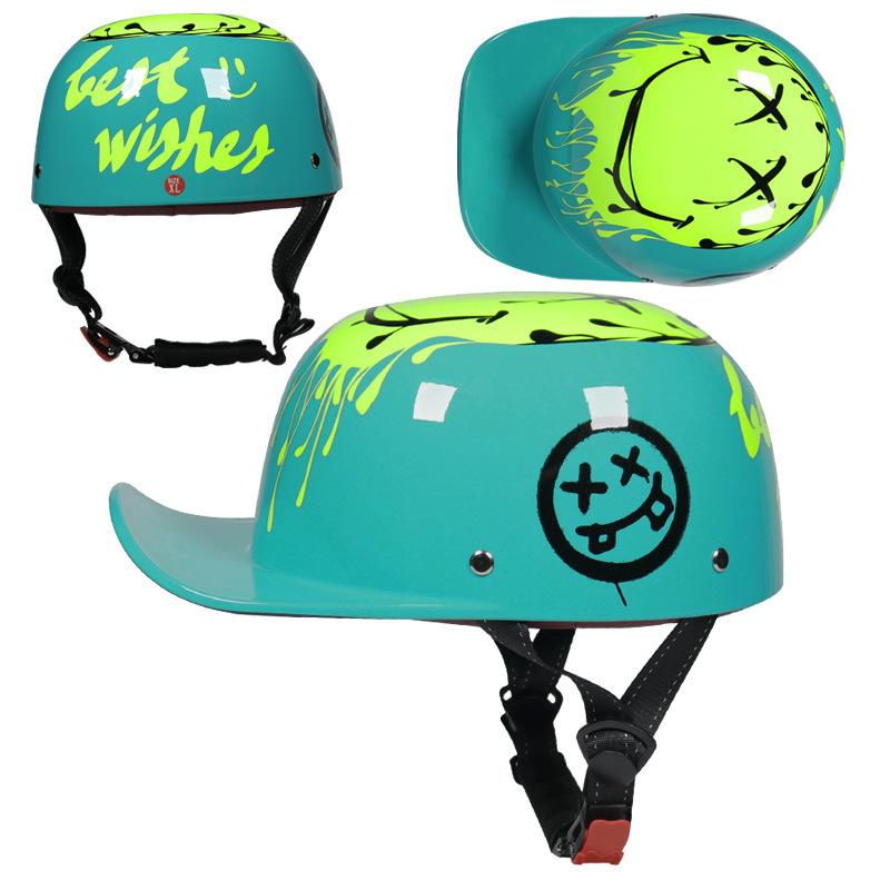 Vintage gangster personality baseball cap men and women painted helmet scoop helmet cap helmet electric car half helmet riding