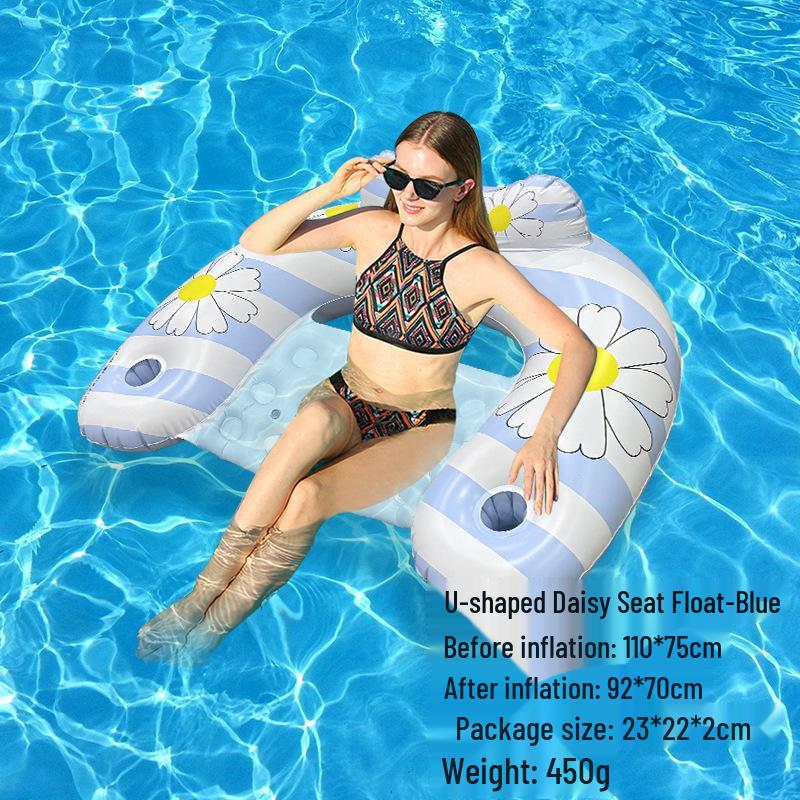 Foldable Striped Inflatable Pool Float Hammock Recliner
